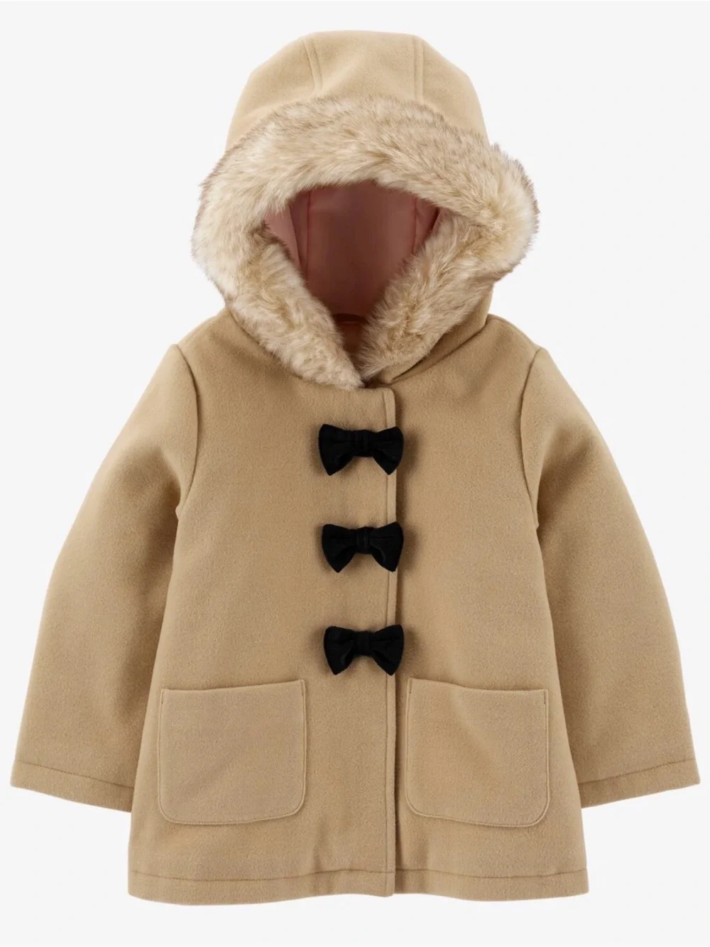 Carter's Pea Coat with Pink Lining and Faux Fur Hood